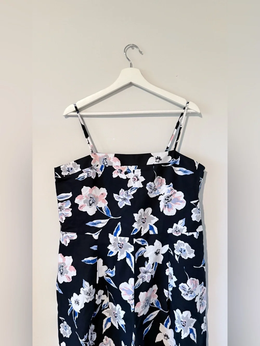 Banana Republic Floral Linen Wide Leg Jumpsuit Women 14 Vacation Travel Casual